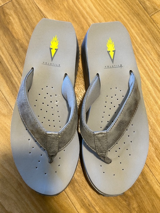 Volatile Gray Suede Thong Sandals - Picture 2 of 9